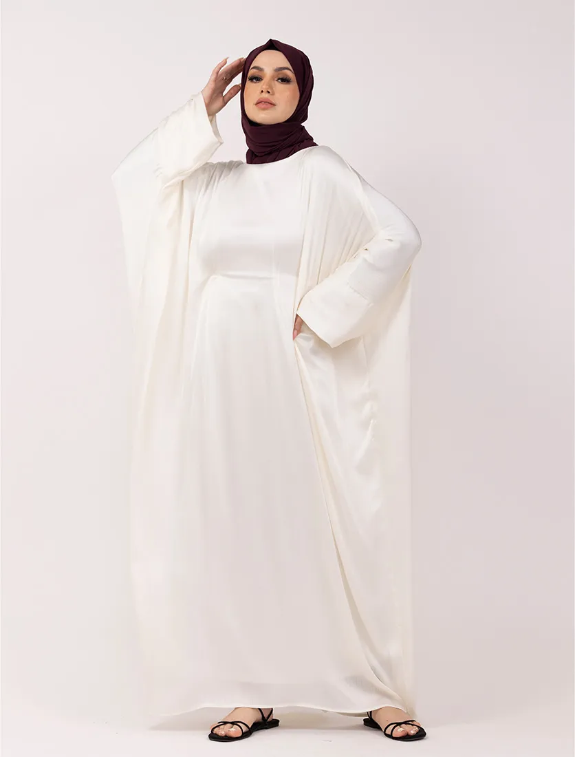 Cream Chiffon Satin Batwing 